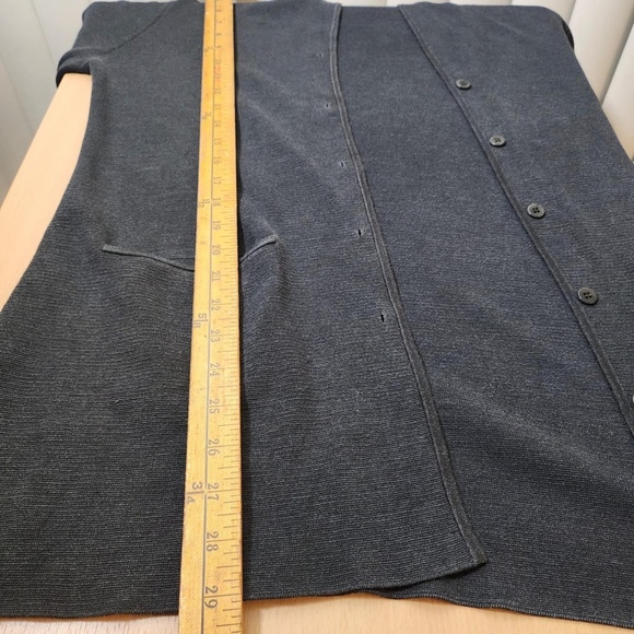 Eileen Fisher Heavyweight Silk Gray Rolled Collar Pocketed Cardigan Sweater M - Picture 8 of 9